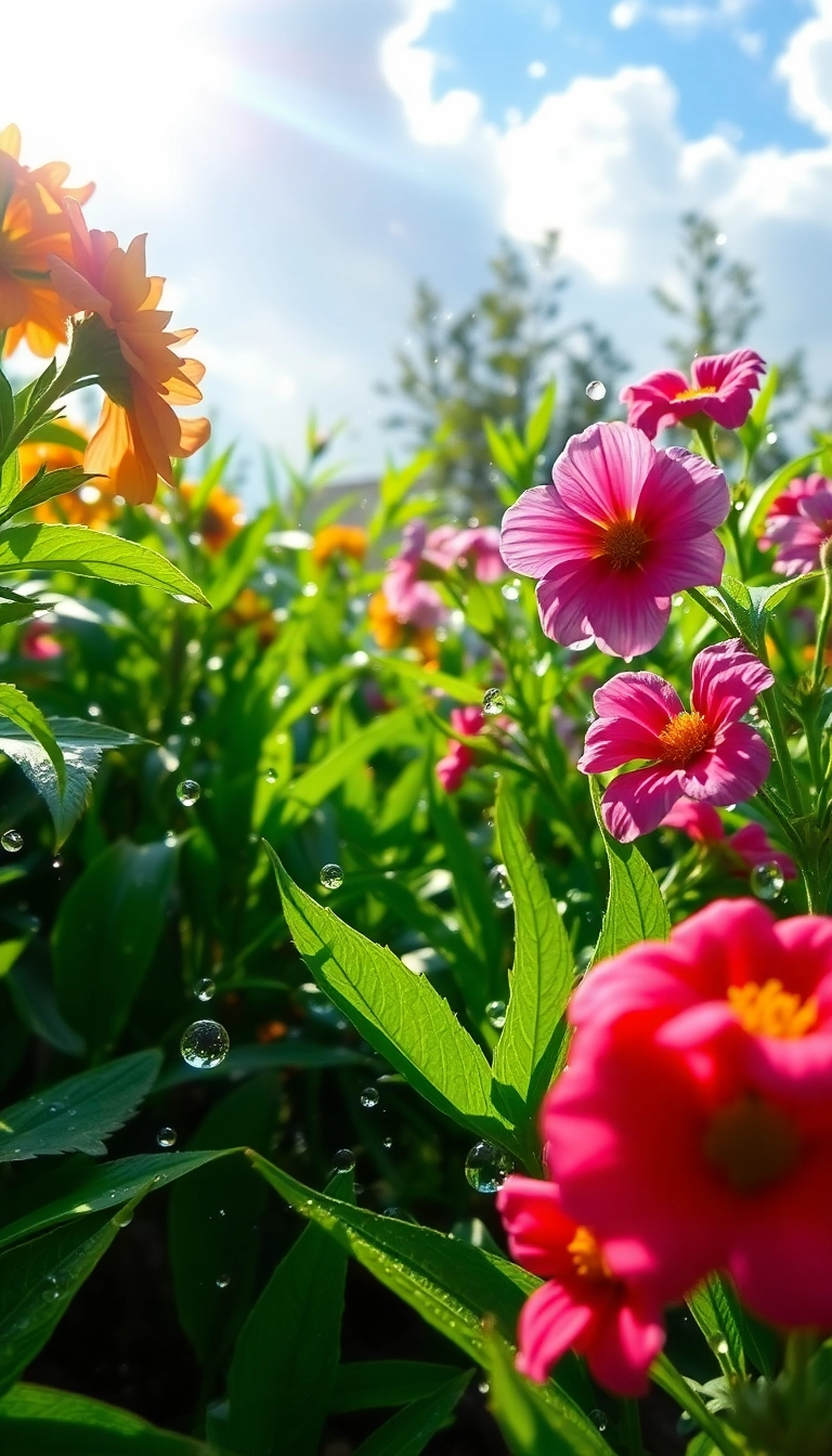 Free Spring Rain Garden iPhone Luxurious Background